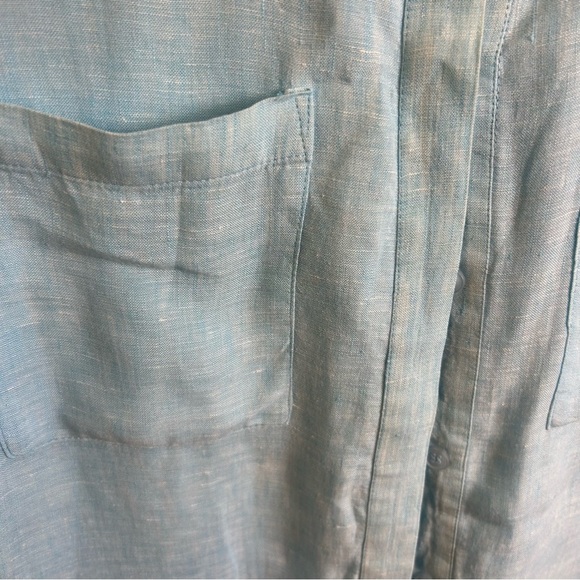 Chico's pastel blue button down layered 100% linen top size "1" SM/MED - Picture 10 of 11
